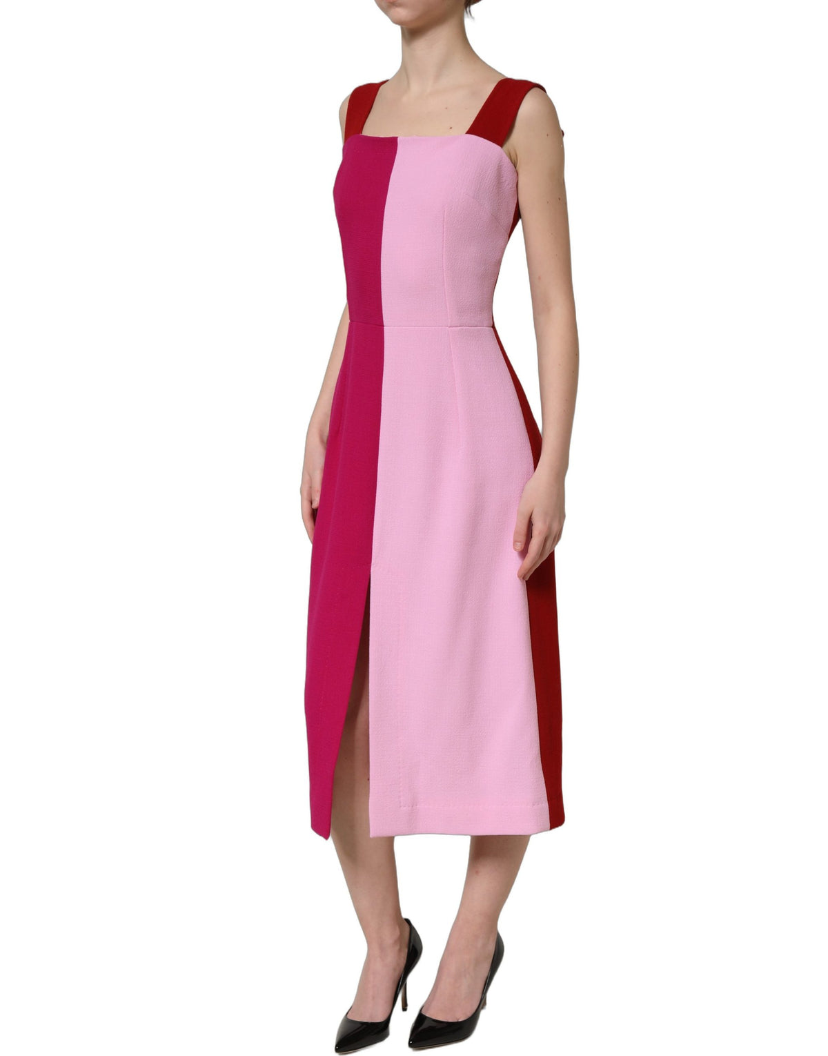 Dolce & Gabbana Women's Cocktail Sleeveless Virgin Wool Silk Nylon & Elastane Midi Dress - Pink