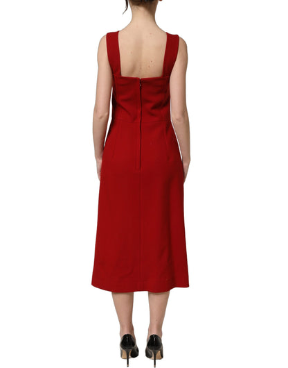 Dolce & Gabbana Women's Cocktail Sleeveless Virgin Wool Silk Nylon & Elastane Midi Dress - Pink