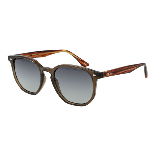 This Sunglasses by Ted Baker for men in acetate brown presents a sumptuous silhouette, showcasing a sumptuous full-rim round frame design in brown coloured frame and high-performance gradient category-2-medium-tint lens.