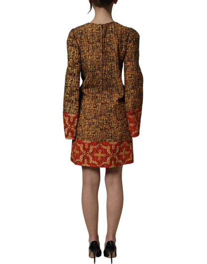 Dolce & Gabbana Women's Wrap Cocktail Long-Sleeve Wool Silk Nylon & Elastane Mini Dress - Multicolor Print