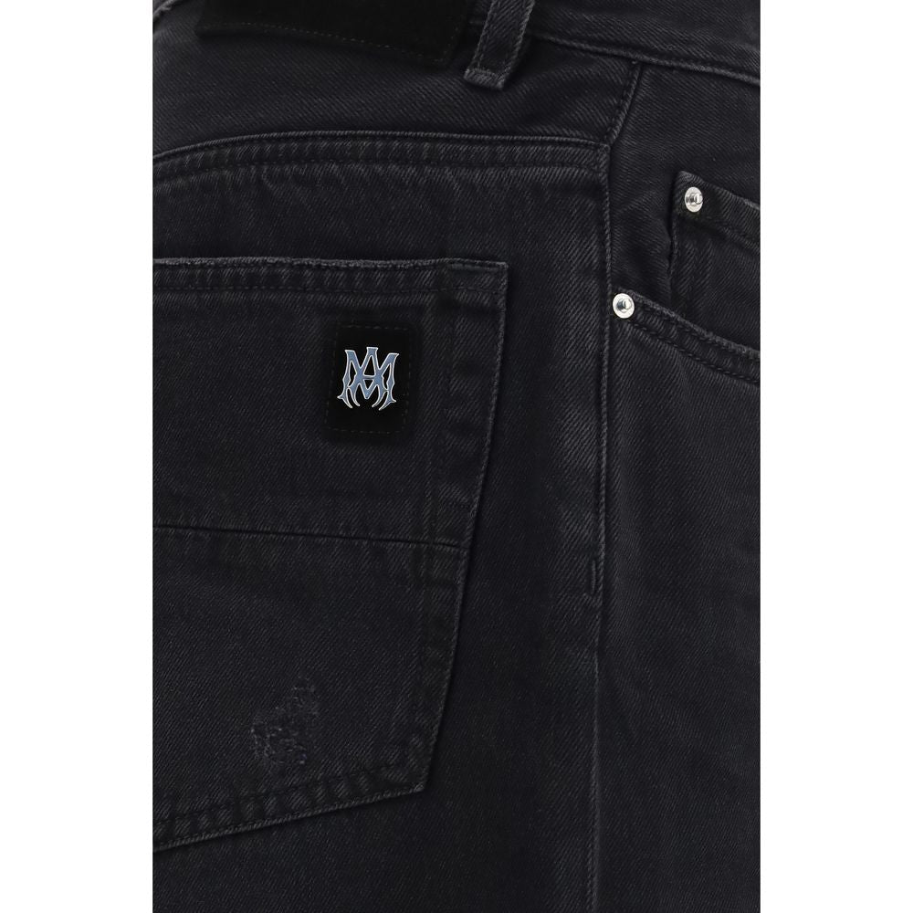 Jeans by Amiri for men in modacrylic & cotton denim black features a refined silhouette with a refined relaxed-fit, regular-fit & wide, defined by a and a refined long for a refined finish.