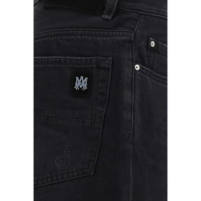 Jeans by Amiri for men in modacrylic & cotton denim black features a refined silhouette with a refined relaxed-fit, regular-fit & wide, defined by a and a refined long for a refined finish.