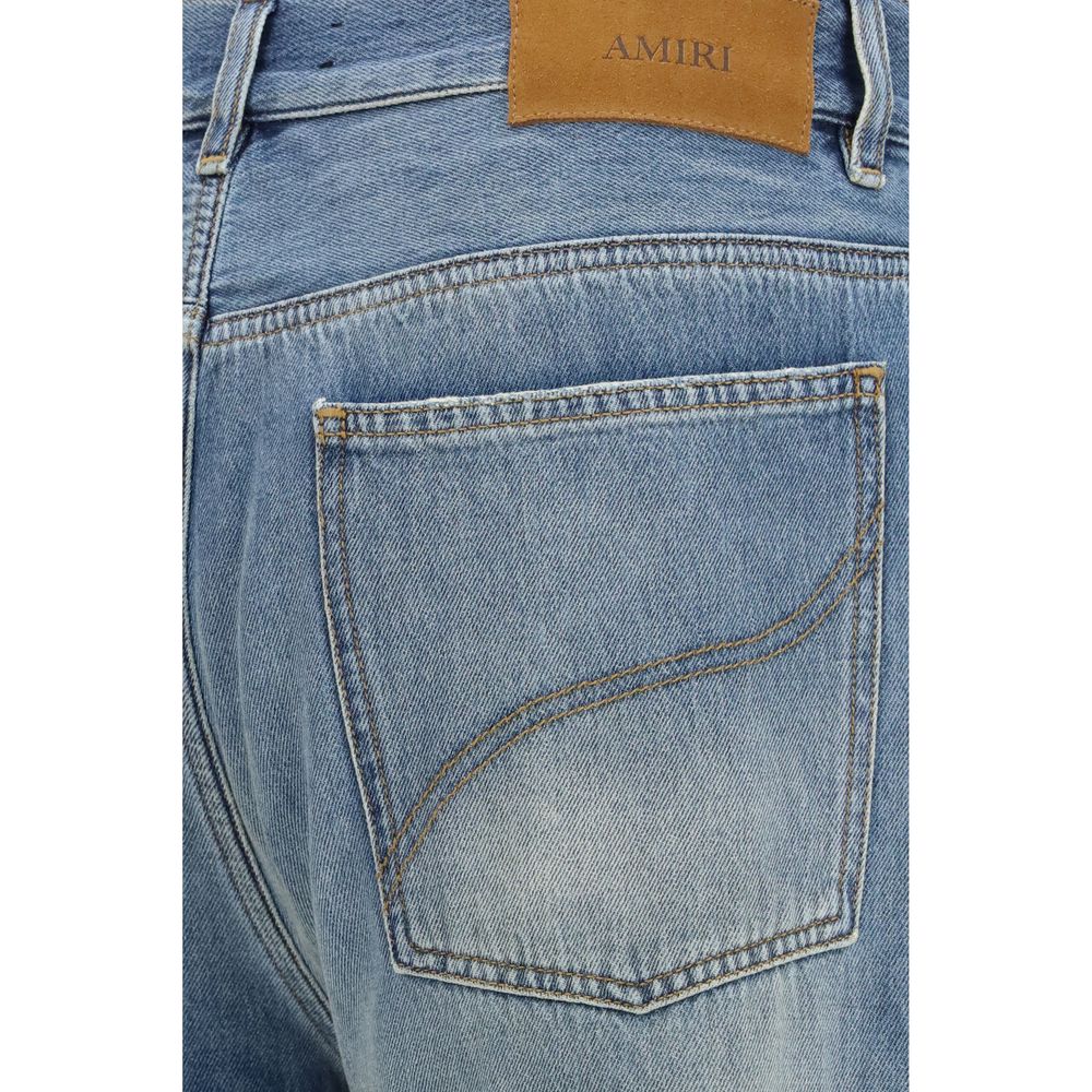 Jeans by Amiri for men in denim cotton blue features a refined silhouette with a refined flared & regular-fit, defined by a and a refined long for a refined finish.