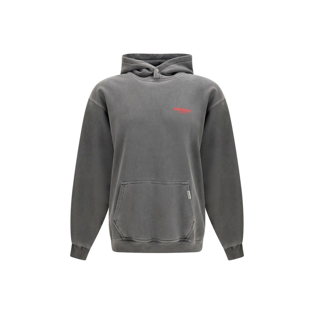 Sweatshirt Hoodie by Represent for men in cotton gray, monogram & print features a slouchy chic silhouette, detailed with a slouchy chic and a signature hooded neckline for an elevated aesthetic.