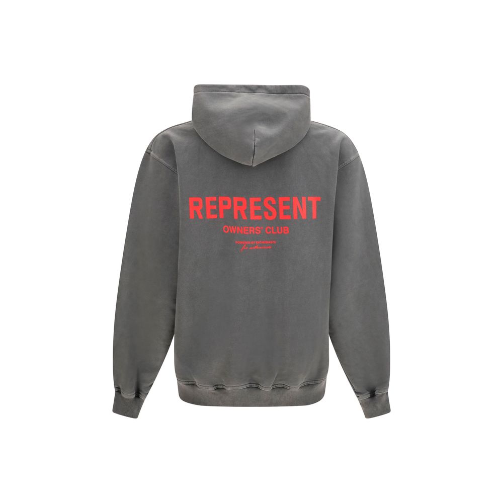 Sweatshirt Hoodie by Represent for men in cotton gray, monogram & print features an luminous silhouette, showcasing a sophisticated hooded neckline and for a truly luminous look.