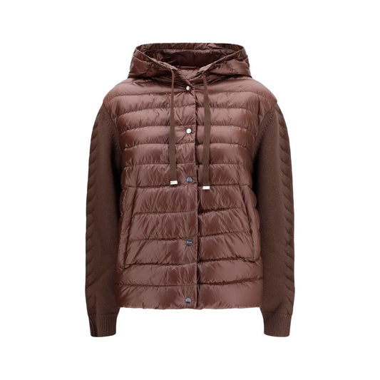 Hooded Puffer Jacket by Herno for women in wool polyester & goose-down brown features an contemporary silhouette, showcasing a sophisticated hooded neckline and contemporary pockets, hooded & insulated for a truly refined look.