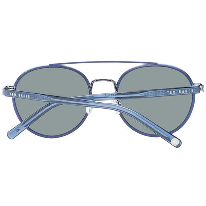 Sunglasses by Ted Baker for men in metal and blue presents a sumptuous silhouette, featuring blue coloured frame and aviator full-rim frame design with non-polarized category-3-dark-tint lens for a sumptuous look.