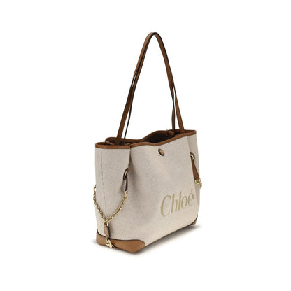 Bucket Tote Shoulder Bag by Chloé for women in cotton canvas & calf leather beige, gold & signature features a distinguished silhouette, showcasing a secure and distinguished with versatile for a distinguished finish.