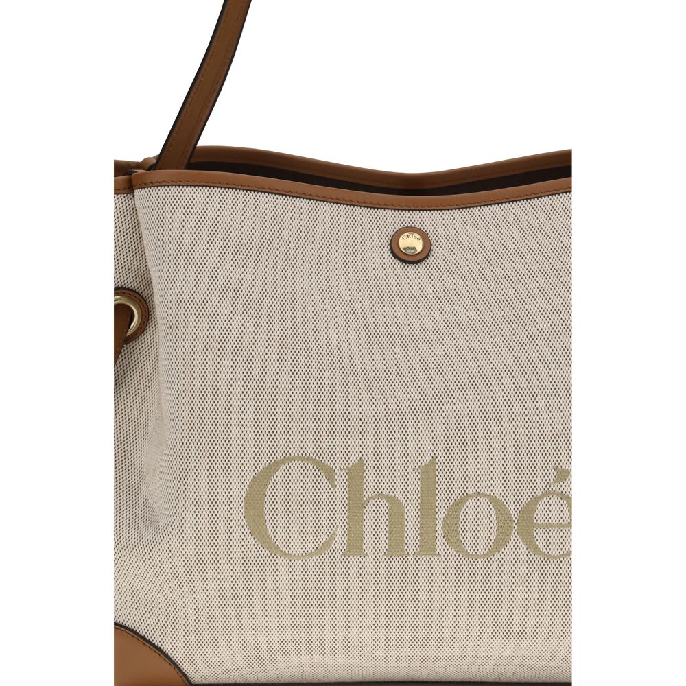 Bucket Tote Shoulder Bag by Chloé for women in cotton canvas & calf leather beige, gold & signature features a enviable silhouette, showcasing a secure , ample , and enviable for a enviable finish.