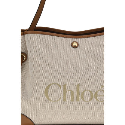 Bucket Tote Shoulder Bag by Chloé for women in cotton canvas & calf leather beige, gold & signature features a enviable silhouette, showcasing a secure , ample , and enviable for a enviable finish.
