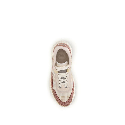 Sneakers by Chloé for women in nylon polyester & cotton beige & monogram presents a impeccable silhouette as Women's Chunky Nylon Polyester & Cotton Sneakers, expertly defined by a impeccable chunky style for a impeccable, high-fashion look.