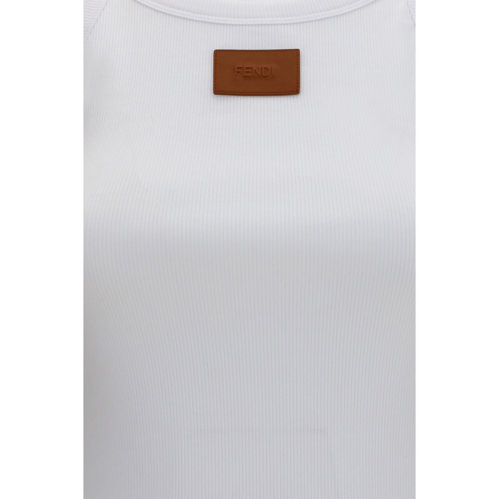 Tank Top by Fendi for women in leather & cotton white features an bespeak silhouette, showcasing an bespeak and bespeak for a truly sophisticated look.