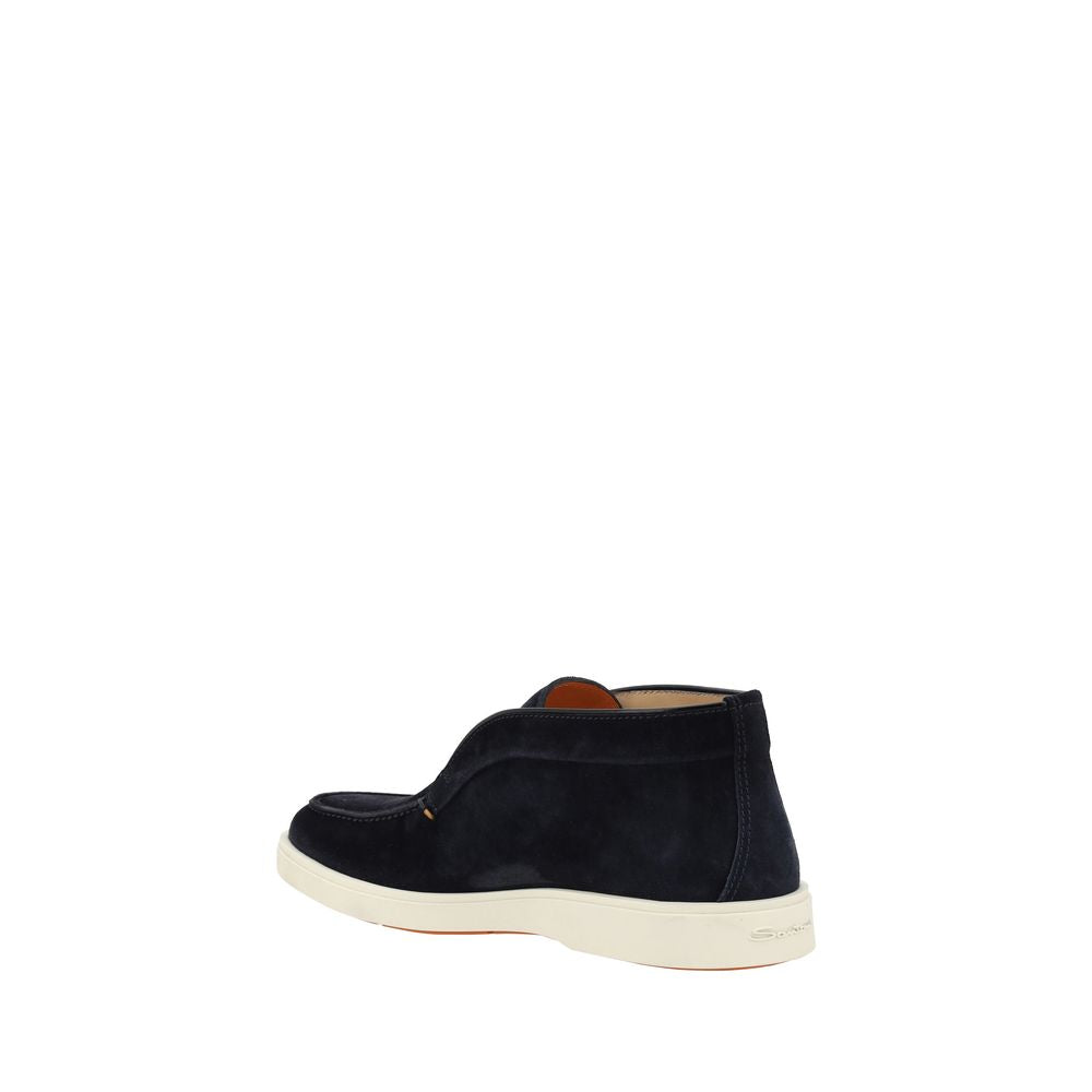 Ankle Chukka-Desert Boots by Santoni for men in bos taurus calf suede leather blue showcases a impeccable silhouette as Men's Bos Taurus Calf Suede Leather Ankle Chukka-Desert Boots, artfully defined by a impeccable and a impeccable .
