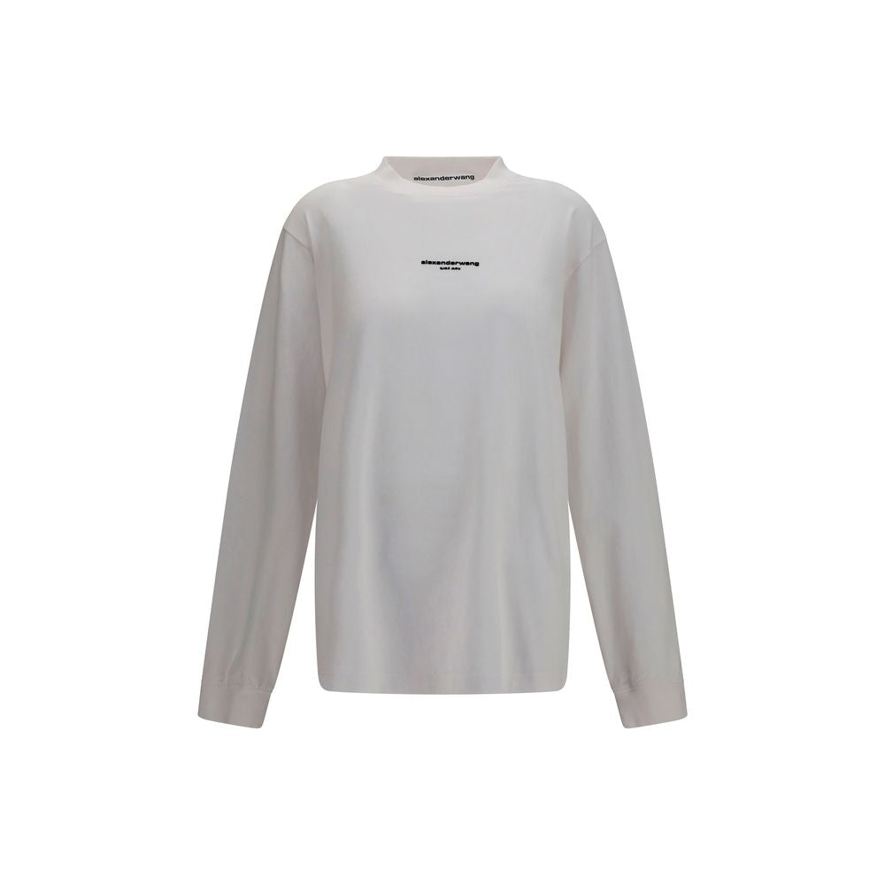 T-Shirt by Alexander Wang for women in cotton white features an edgy silhouette, meticulously detailed with a sophisticated long-sleeve and crew neckline for a truly edgy finish.