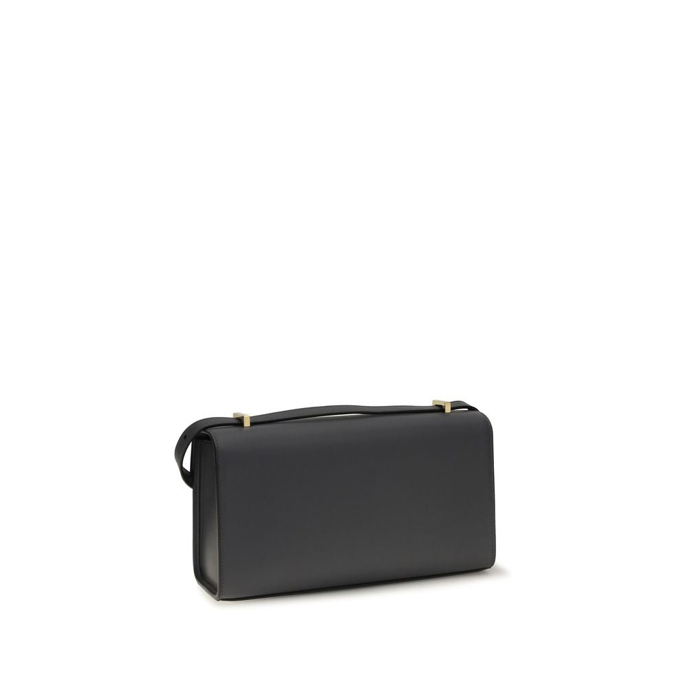 Shoulder Bag by Savette for women in bos taurus calf leather gray & signature presents a versatile silhouette, showcasing a secure snap and versatile built-in-compartments with versatile shoulder-strap & handle for a sophisticated look.