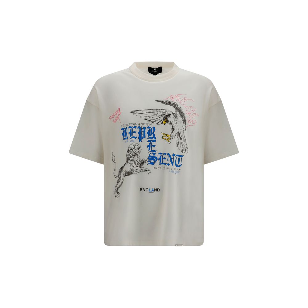 Represent Men's Oversized Crew Neck Cotton T-Shirt - Beige Print