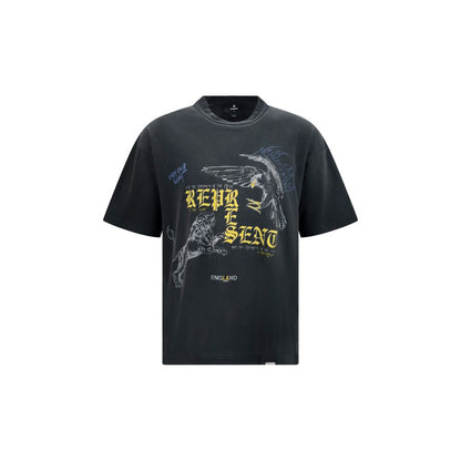 T-Shirt by Represent for men in cotton black & print features an edgy silhouette, meticulously detailed with a sophisticated and crew neckline for a truly edgy finish.