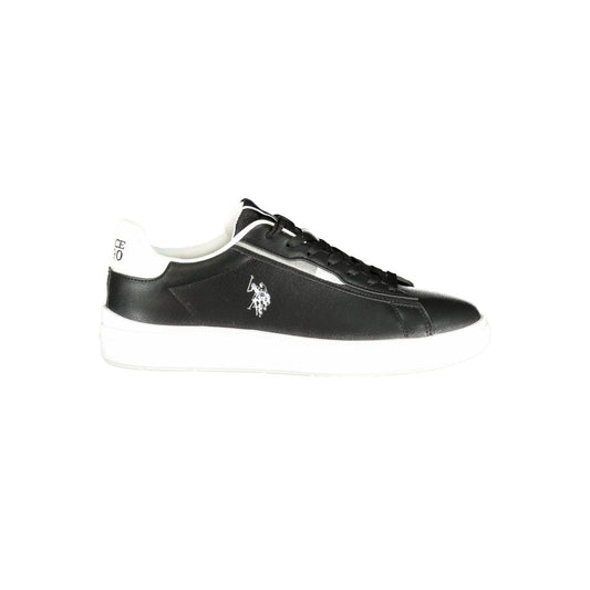 Athletic Sneakers by U.S. POLO ASSN. for men in polyester & polyurethane black & print presents a sleek silhouette, perfectly capturing the athletic style essence of Men's Athletic Polyester & Polyurethane Sneakers with its sleek design and premium finish.