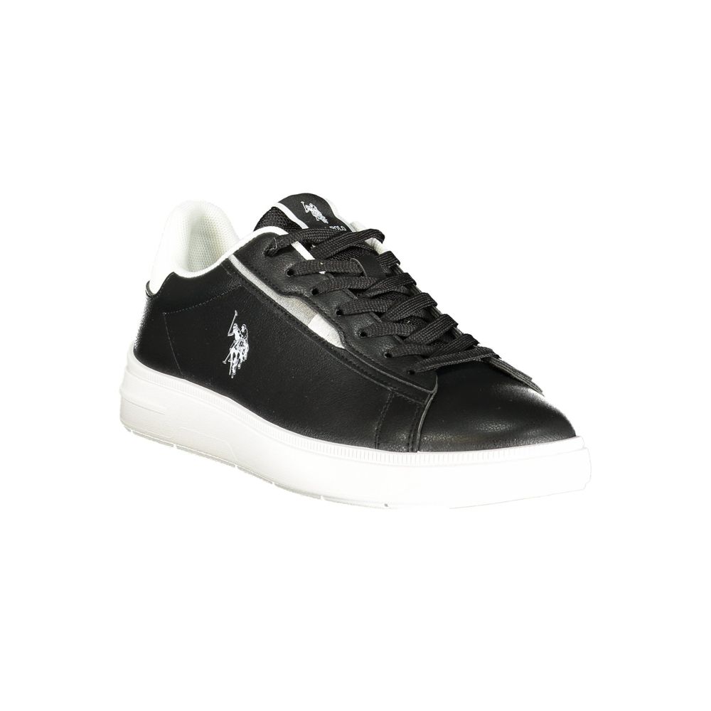 Athletic Sneakers by U.S. POLO ASSN. for men in polyester & polyurethane black & print showcases a architectural silhouette, artfully capturing the essence of the Men's Athletic Polyester & Polyurethane Sneakers with its signature architectural athletic style construction.