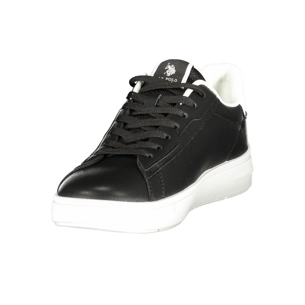 Athletic Sneakers by U.S. POLO ASSN. for men in polyester & polyurethane black & print features an architectural silhouette from the Men's Athletic Polyester & Polyurethane Sneakers collection, showcasing a architectural athletic style for a architectural look.