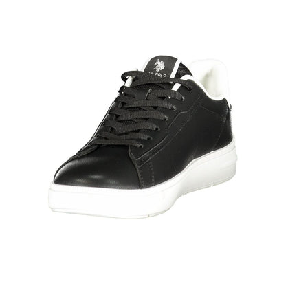 Athletic Sneakers by U.S. POLO ASSN. for men in polyester & polyurethane black & print features an architectural silhouette from the Men's Athletic Polyester & Polyurethane Sneakers collection, showcasing a architectural athletic style for a architectural look.