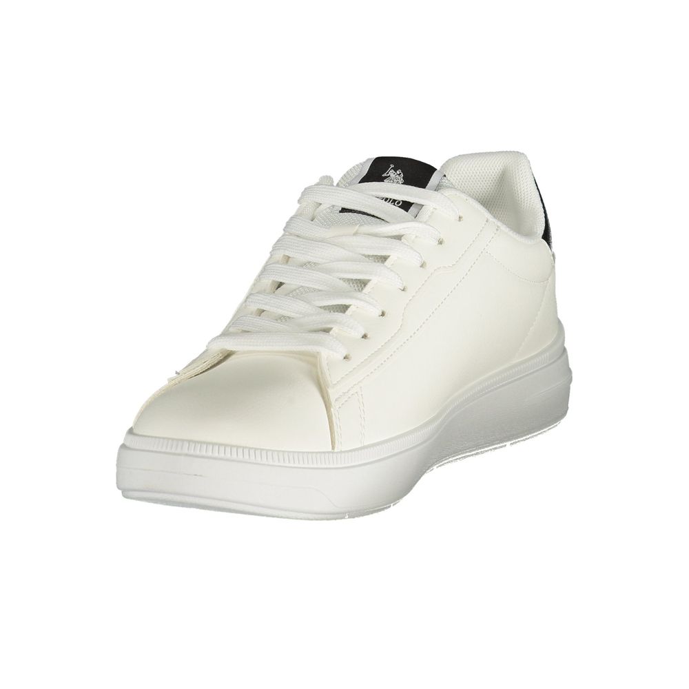 Athletic Sneakers by U.S. POLO ASSN. for men in polyester & polyurethane black & white presents a sleek silhouette, perfectly capturing the athletic style essence of Men's Athletic Polyester & Polyurethane Sneakers with its sleek design and premium finish.
