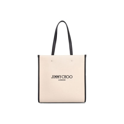 Tote Bag by Jimmy Choo for women in canvas beige features an jet-set Canvas Tote Bag design with a secure zipper, magnetic & button, ample , and versatile handle for an jet-set finish.