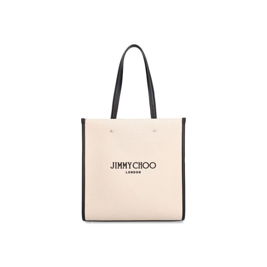 Tote Bag by Jimmy Choo for women in canvas beige features an jet-set Canvas Tote Bag design with a secure zipper, magnetic & button, ample , and versatile handle for an jet-set finish.