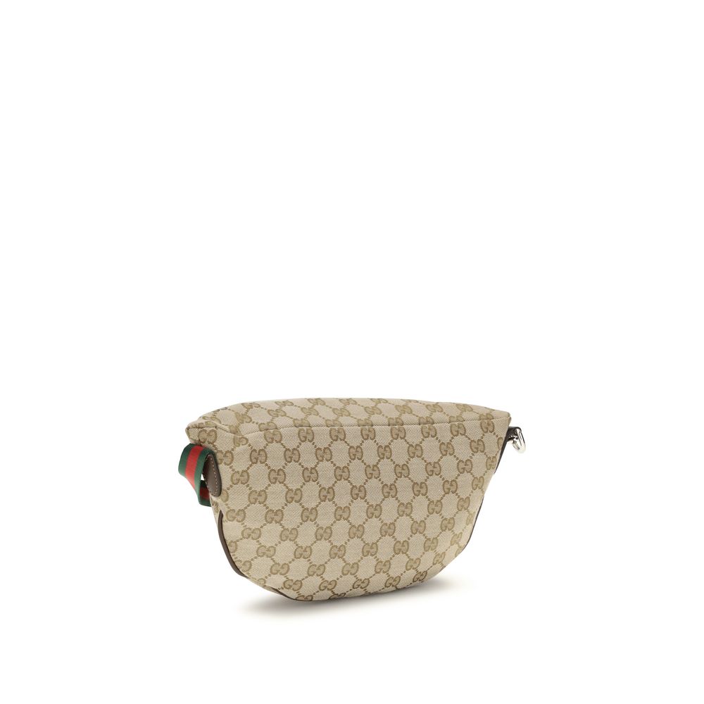 Small Shoulder Bag by Gucci for men in cotton polyester canvas beige, green, red, silver, signature & striped presents a versatile silhouette, showcasing a secure zipper and versatile with versatile shoulder-strap & adjustable-strap for a sophisticated look.
