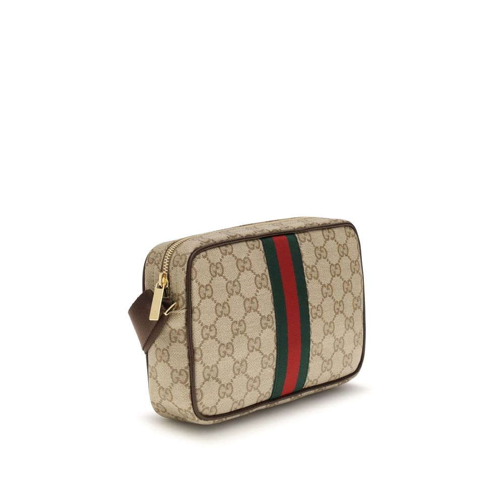 Shoulder Bag by Gucci for men in raffia & nylon beige, green, red & striped features a effortless sophistication silhouette, secured by a zipper with ample cardholder and versatile shoulder-strap & adjustable-strap for a effortless sophistication finish.