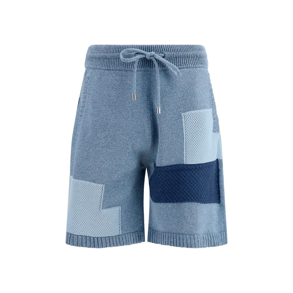Bermuda Shorts by Laneus for men in cotton blue & patchwork features a eye catching regular-fit and short with a eye catching .