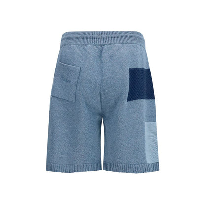 Bermuda Shorts by Laneus for men in cotton blue & patchwork presents a contemporary silhouette, showcasing a contemporary regular-fit with a refined short and elegant .
