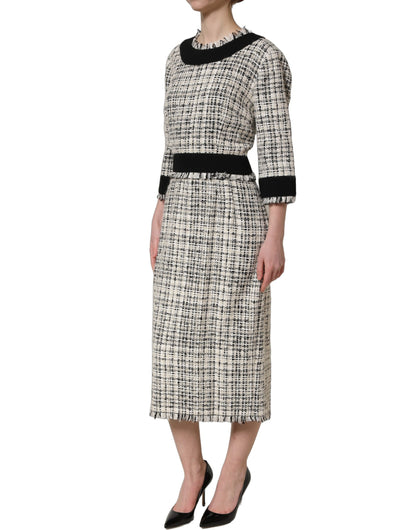 Dolce & Gabbana Women's Wrap Cocktail Long-Sleeve Mohair Alpaca Wool Polyester Tweed Midi Mini Dress - Multicolor