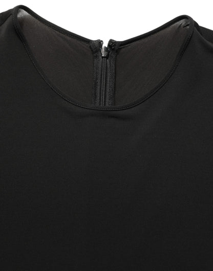 Dolce & Gabbana Black Cotton Long Sleeves Sheath Maxi Dress
