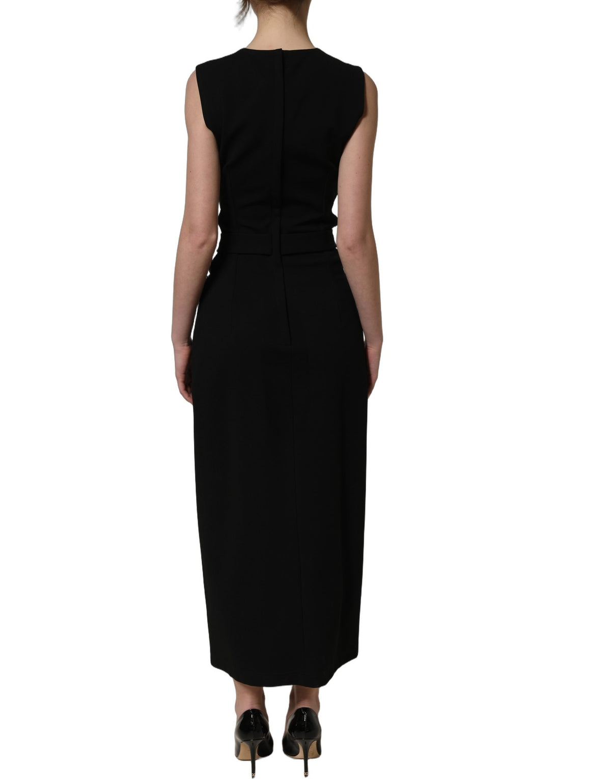 Dolce & Gabbana Women's Cocktail Sleeveless Stretch Viscose & Nylon Maxi Long Dress - Black