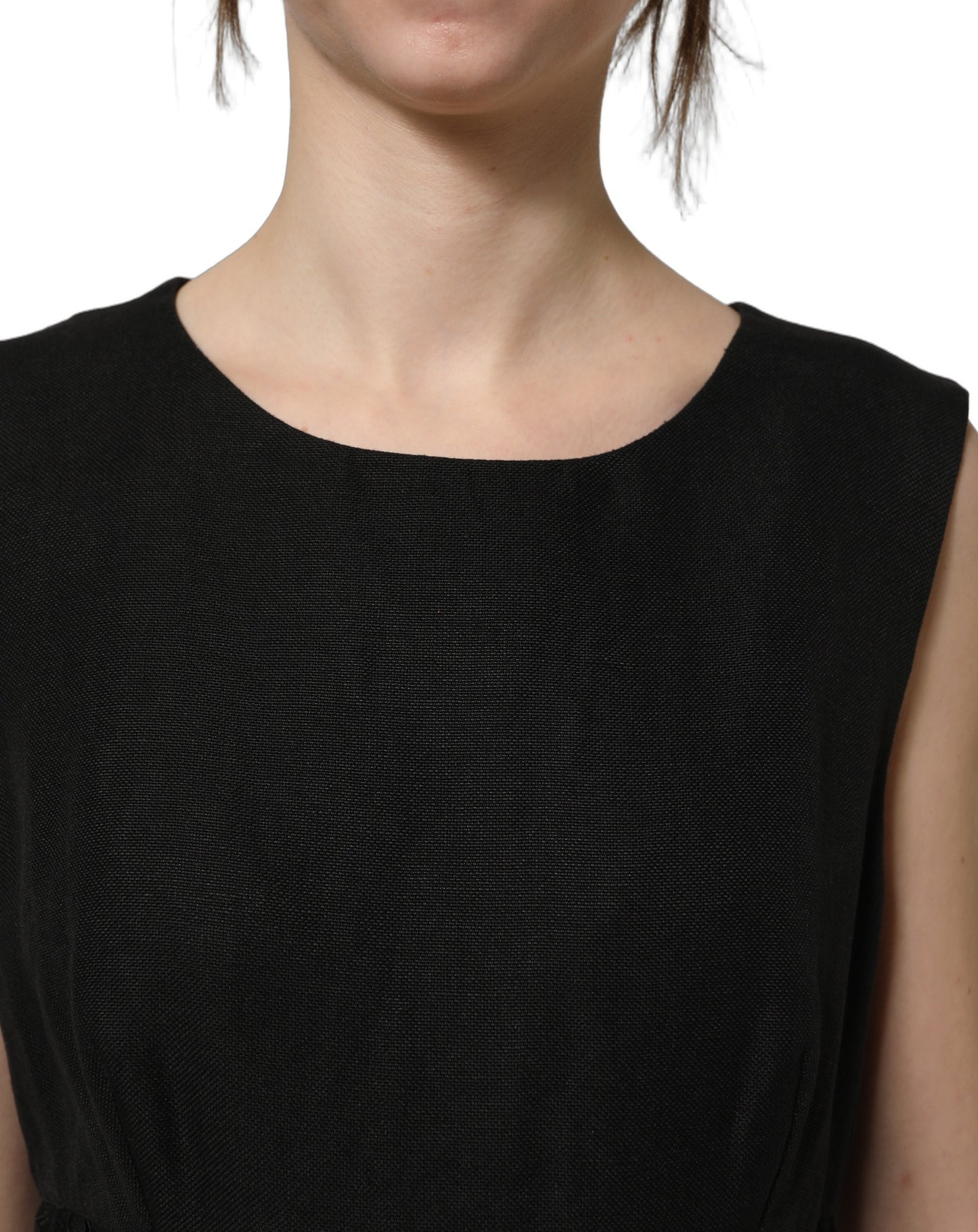 Dolce & Gabbana Black Floral Lace Sleeveless Shift Dress
