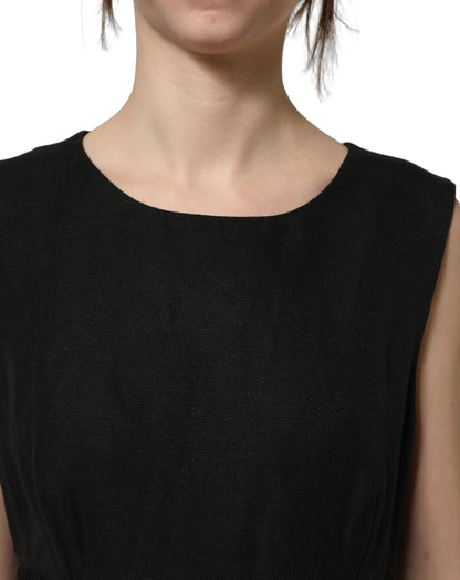Dolce & Gabbana Black Floral Lace Sleeveless Shift Dress