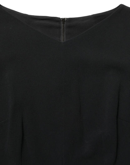 Dolce & Gabbana Black Viscose Short Sleeve A-line Midi Dress