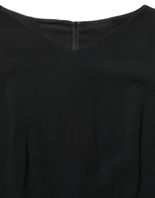Dolce & Gabbana Black Viscose Short Sleeve A-line Midi Dress
