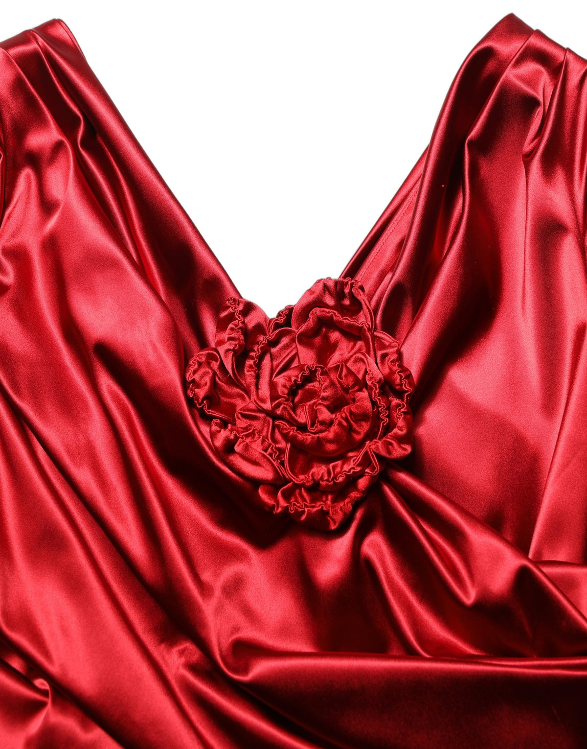 Dolce & Gabbana Women's Sheath Wrap Cocktail Long-Sleeve Cotton Nylon Satin & Silk Midi Mini Dress - Red Ruby Floral