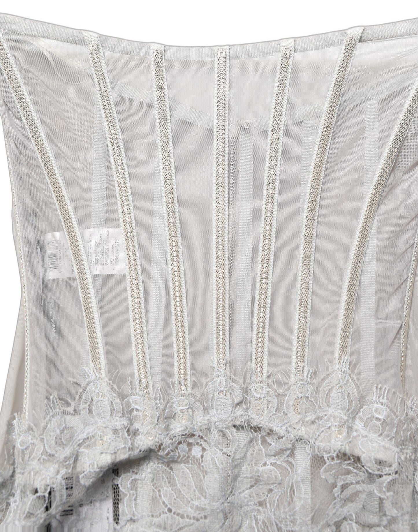 Dolce & Gabbana Gray Lace Corset Style Bodice Maxi Dress