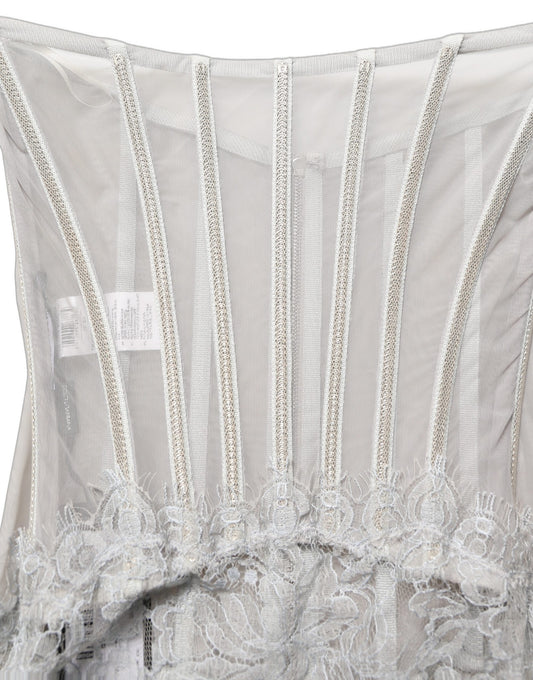 Dolce & Gabbana Gray Lace Corset Style Bodice Maxi Dress
