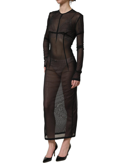 Dolce & Gabbana Women's Wrap Cocktail Sleeveless; Long-Sleeve Silk & Nylon Maxi Mini Long Dress - Black