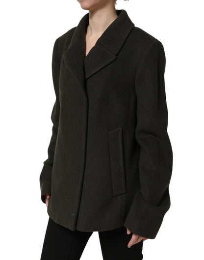 Dolce & Gabbana Dark Green Double Breasted Peacoat Jacket