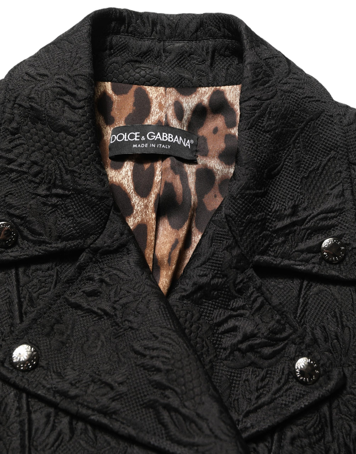 Dolce & Gabbana Women's Double Breasted Blouson Biker Cotton Silk Polyester & Elastane Jacket - Black Floral