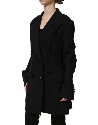 Dolce & Gabbana Women's Double Breasted Crepe Silk Nylon & Elastane Blazer - Black