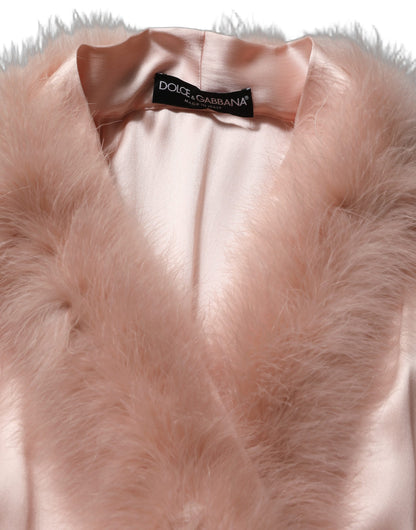 Dolce & Gabbana Ribbon Women's Silk Satin Marabou & Feathers Jacket - Pink