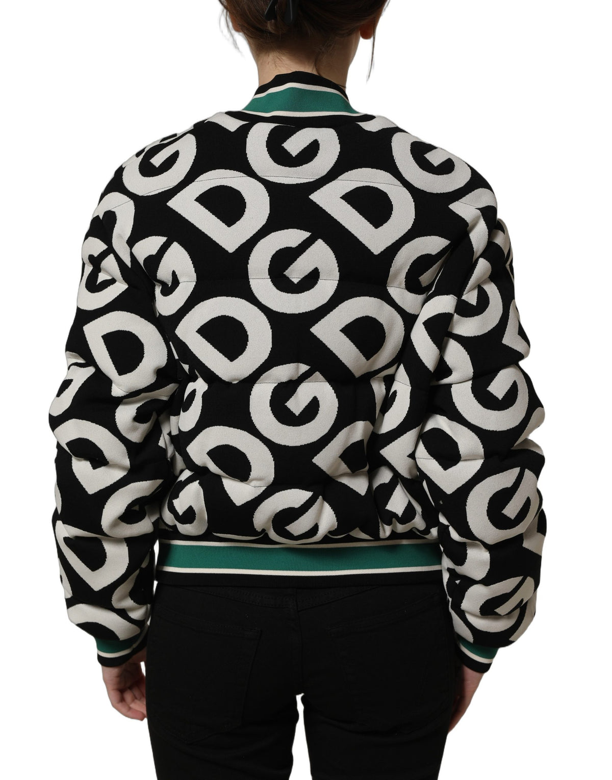 Dolce & Gabbana Women's Nylon Polyester & Viscose Bomber Jacket - Green Multicolor Print