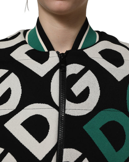 Dolce & Gabbana Women's Nylon Polyester & Viscose Bomber Jacket - Green Multicolor Print