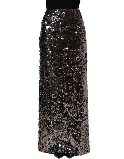 Dolce & Gabbana Women's Pencil Wrap Silk Nylon & Sequins Midi Mini Long Skirt - Brown